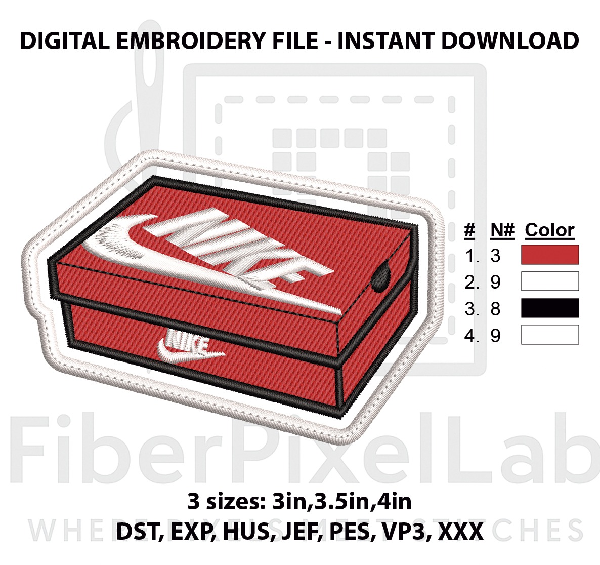 Red Sneaker Box Emblem Embroidery Design