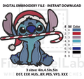 Blue Alien Christmas Candy Cane Embroidery Design