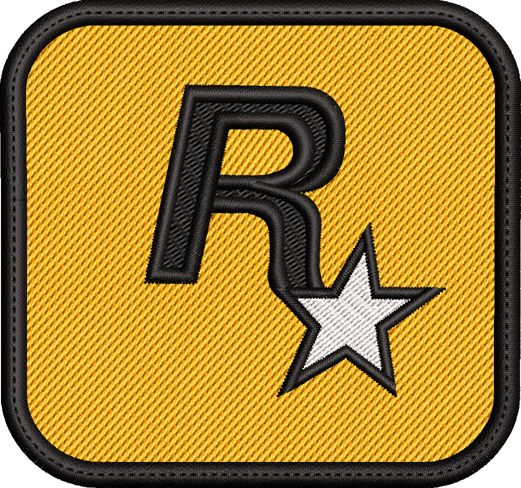 Retro R Star Embroidery Design