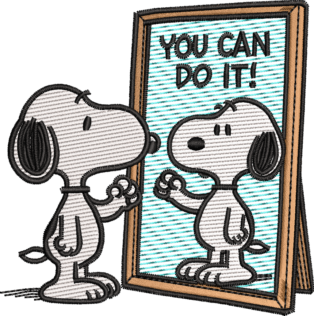 You Can Do It Mirror Dog Embroidery Design