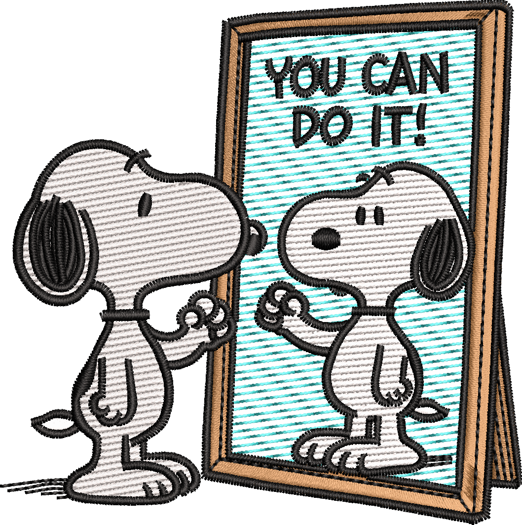 You Can Do It Mirror Dog Embroidery Design